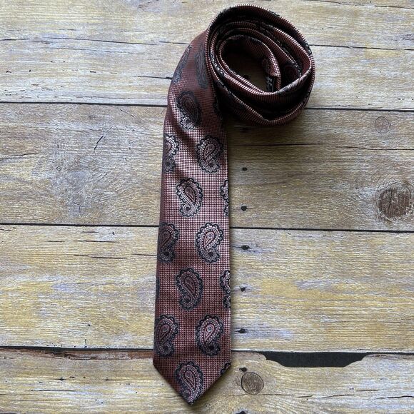 Adolfo One Size Mens Tie Orange 56”x 2” - Picture 2 of 12